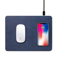 Коврик для мыши с беспроводной зарядкой смартфона Wireless Charge Mouse Pad, синий