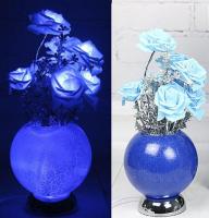 Лампа светодиодная ваза с розами 30 см синяя