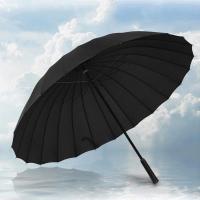 Зонт-трость мужской с прямой ручкой 24 спицы, черный