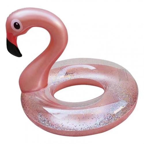 Круг надувной детский 90 см Фламинго с блестками, розовый