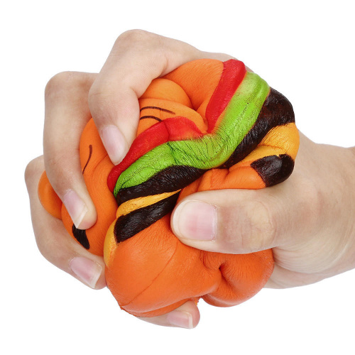 Игрушка-антистресс Сквиши "Котик Гамбургер" с ароматом, оранжевый