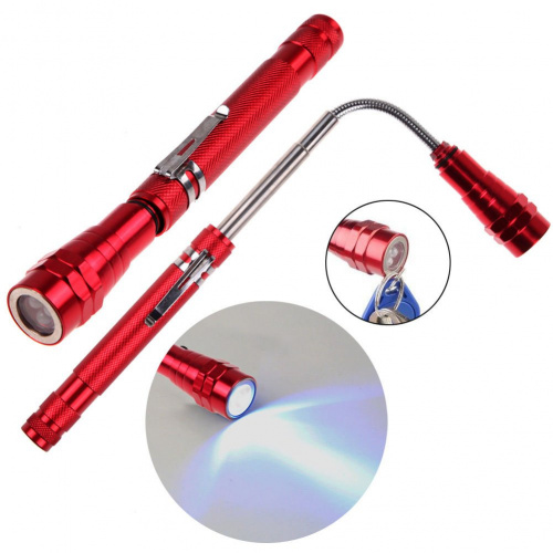 Фонарь телескопический выдвижной с магнитом, красный