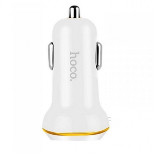 Автомобильное зарядное устройство + кабель для iPhone, iPad, iPod, HOCO Z14 Car Charger 3.4А, белое