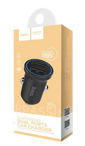 Автомобильное зарядное устройство HOCO Z20 Car Charger 2xUSB 4.8A, черный