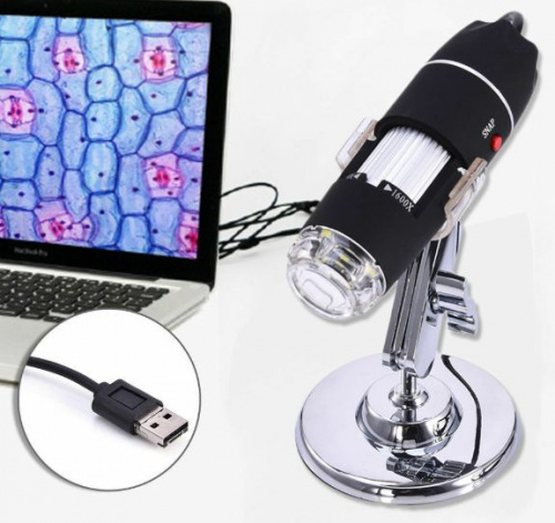 Микроскоп цифровой карманный 50–500x USB, с подсветкой (8 LED)