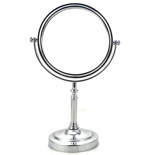 Зеркало косметическое настольное круглое двустороннее с увеличением, диаметр 16 см, бронза