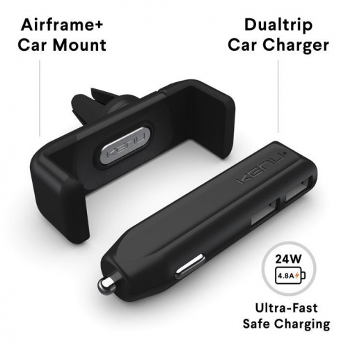 Комплект Kenu Airframe+ Car Kit Dual Trip автомобильное ЗУ + держатель (Black)