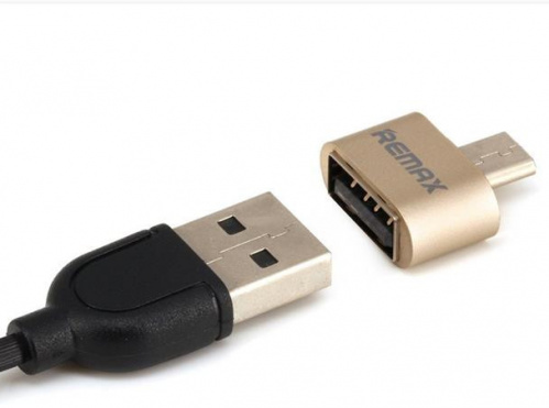 Адаптер Remax RA-OTG USB 2.0/Micro USB, золотой