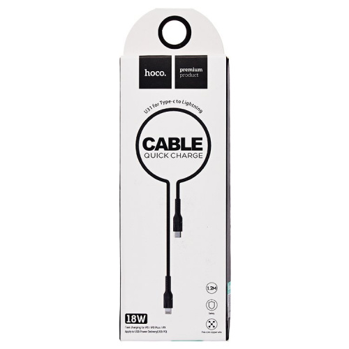 Дата-кабель HOCO U31 Type-C + Lightning для iPhone/ iPad/ iPad mini/ iPod Touch 1 м, черный