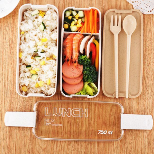 Ланч-бокс двойной LUNCH BOX 750 мл, бежевый