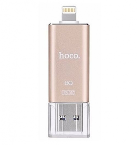 Флешка HOCO UD2 32GB для Apple iPhone, iPad (Lightning), золотой