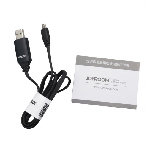 Кабель JOYROOM, USB - Lightning 8-pin, 1м, LED SCREEN, Черный JR-ZS200i Black