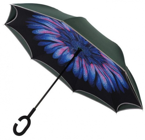 Зонт обратного сложения полуавтомат (зонт наоборот) Цветок после дождя