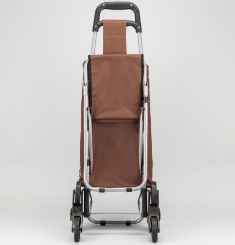 Складная сумка-тележка хозяйственная на колесах со стульчиком, коричневая
