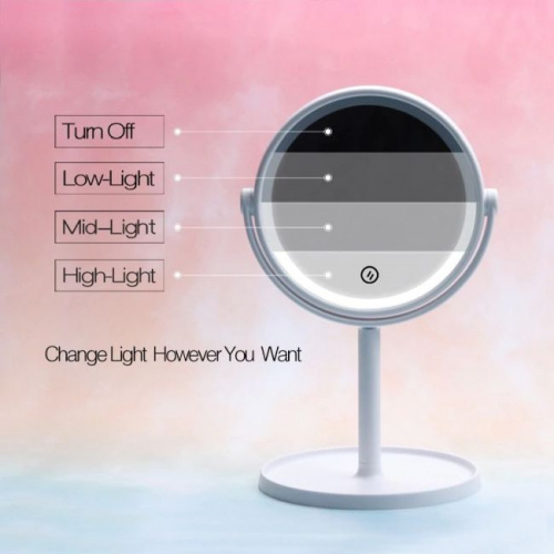 Зеркало косметическое настольное с подсветкой LED MIRROR, розовый