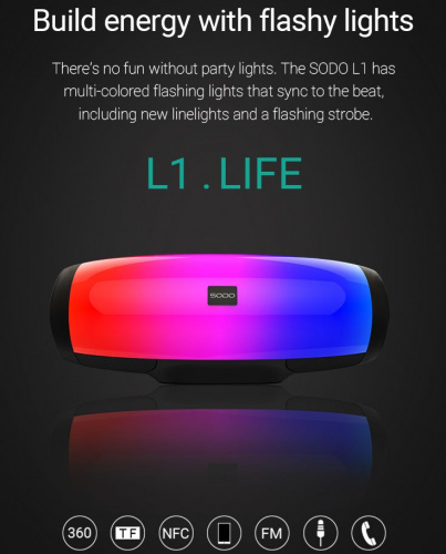 Портативная акустика SODO L1 life Bluetooth, белый