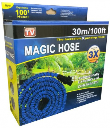 Шланг для полива Magic Hose 30м с распылителем (синий)