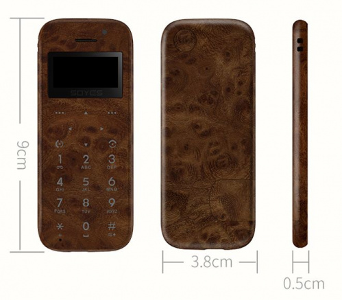 Мини телефон SOYES M11 коричневый (кожаный)
