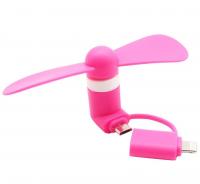 Мини вентилятор для телефона micro USB / Lightning, розовый