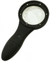 Лупа ручная круглая 4x-63мм с подсветкой, ультрафиолет (6 LED) TH-600559