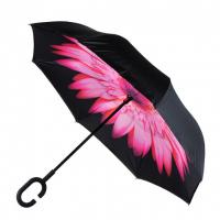Зонт обратного сложения полуавтомат (зонт наоборот) Розовый цветок