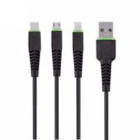 Кабель USB Budi Charge Cable Type C / Micro USB / Lightning black