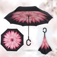 Зонт обратного сложения (зонт наоборот) Розовый цветок