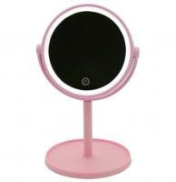 Зеркало косметическое настольное с подсветкой LED MIRROR, розовый