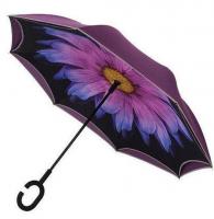 Зонт обратного сложения полуавтомат (зонт наоборот) Сиреневый цветок