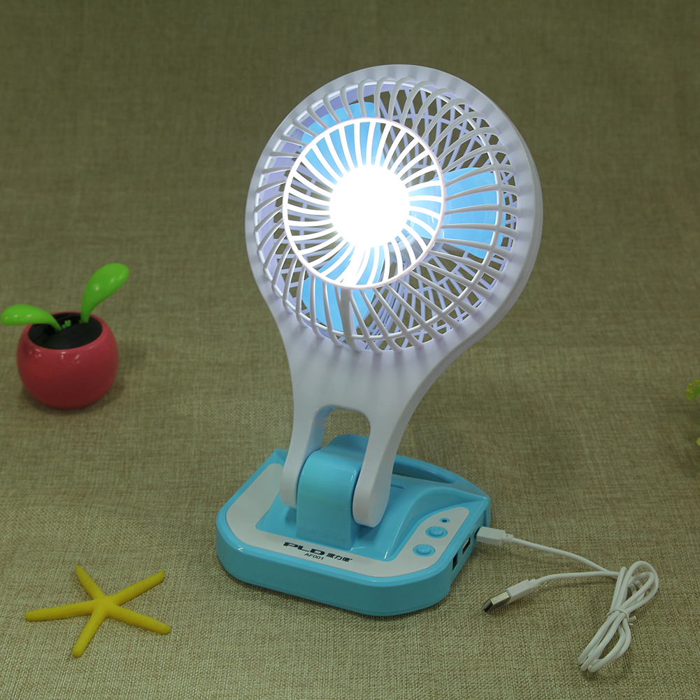 Купить Мини вентилятор USB MINI FAN LED Light Power Bank PLD AF001, голубой