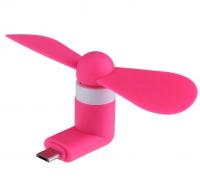 Мини вентилятор для телефона micro USB, розовый