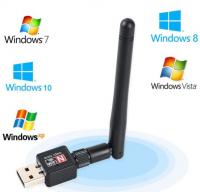 Беспроводной Wi-Fi USB адаптер с мини-антенной Wireless 802.11N, 300 Мбит/с