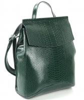 Женский кожаный рюкзак 7788 Темно-зеленый