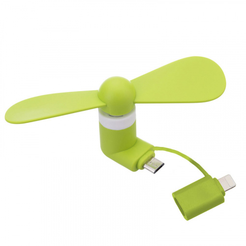 Мини вентилятор для телефона micro USB / Lightning, зеленый