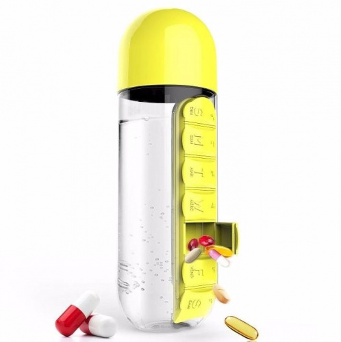 Бутылка для воды IN STYLE PILL ORGANIZER BOTTLE, желтая