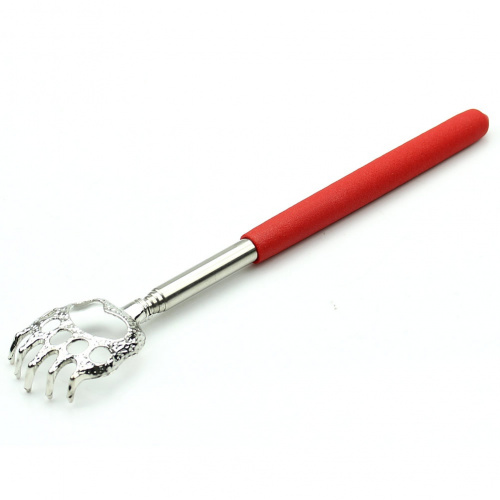 Чесалка - Лапа с пластмассовой ручкой, телескопическая, красная