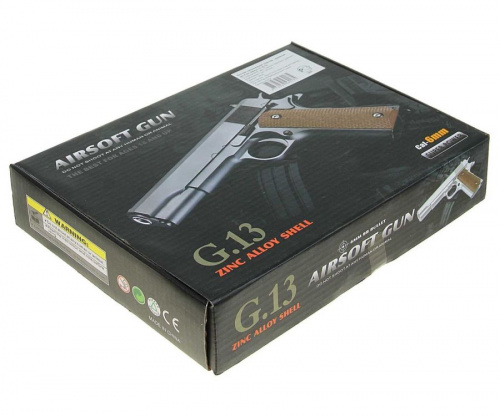Пистолет страйкбольный Galaxy G.13 Golt 1911r, металлический, пружинный