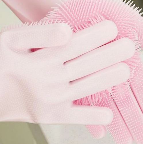 Перчатки хозяйственные силиконовые Magic Brush (Бледно-розовый)
