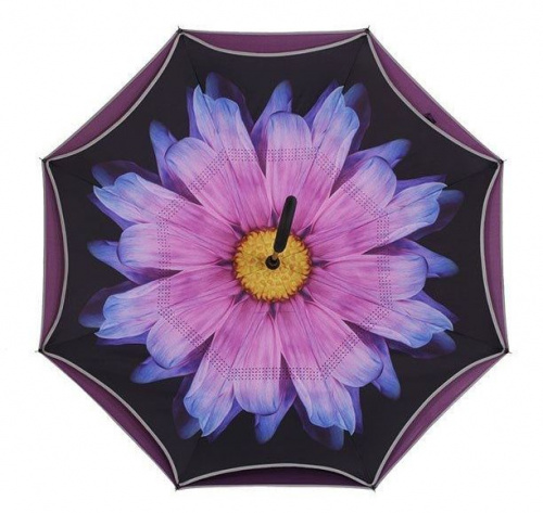 Зонт обратного сложения полуавтомат (зонт наоборот) Сиреневый цветок
