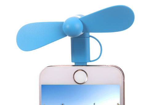 Мини вентилятор для телефона micro USB / Lightning, синий