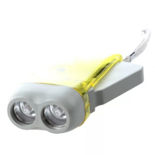 Фонарик-динамо ручной аккумуляторный Hand-Pressing Flash Light 2 LED, желтый