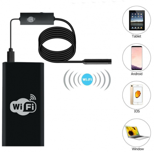 Эндоскоп Гибкая камера WiFi HD720P USB для Android и PC, 2 м