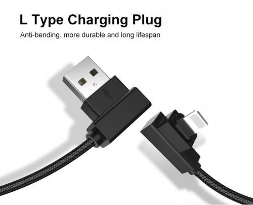 Кабель Rock Dual End L-Shape Lightning Cable 100см Синий