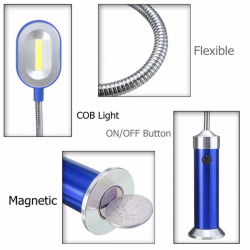 Фонарь магнитный с гибкой головкой MX-8014-COB синий