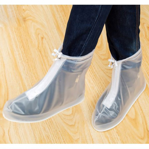 Защитные чехлы пончи для обуви от дождя и грязи с подошвой белые размер 2XL