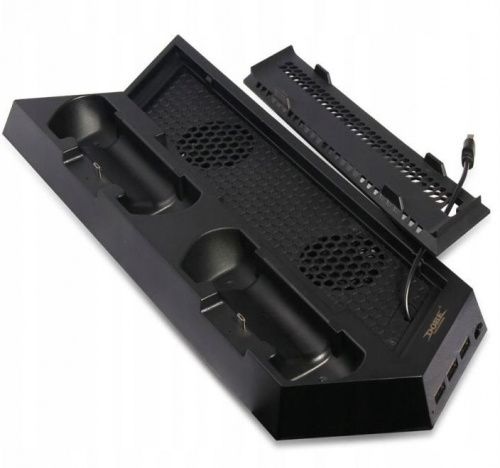 Подставка для вертикальной установки консоли + зарядная станция + охлаждение для DOBE TP4-023B (PS4/PRO/SLIM) черный