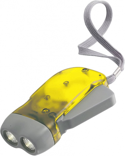 Фонарик-динамо ручной аккумуляторный Hand-Pressing Flash Light 2 LED, желтый