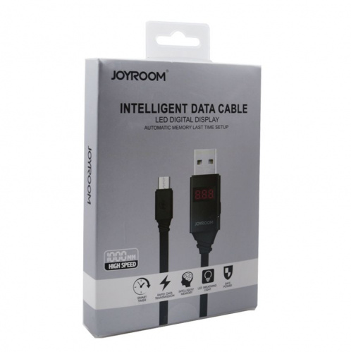 Кабель JOYROOM, USB - microUSB, 1м, LED SCREEN, Черный JR-ZS200m Black