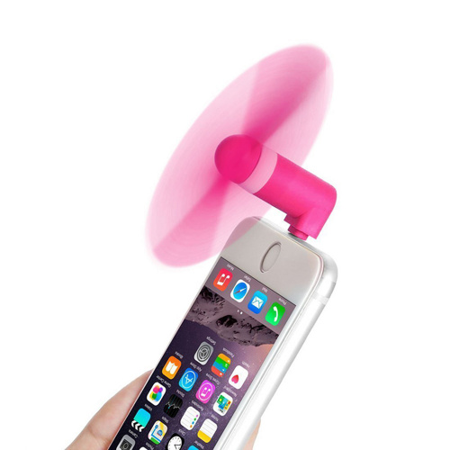 Мини вентилятор для телефона Lightning, розовый