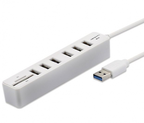 USB-концентратор Combo Hub USB 2.0 6-Port + Card Reader SD/microSD Card, белый